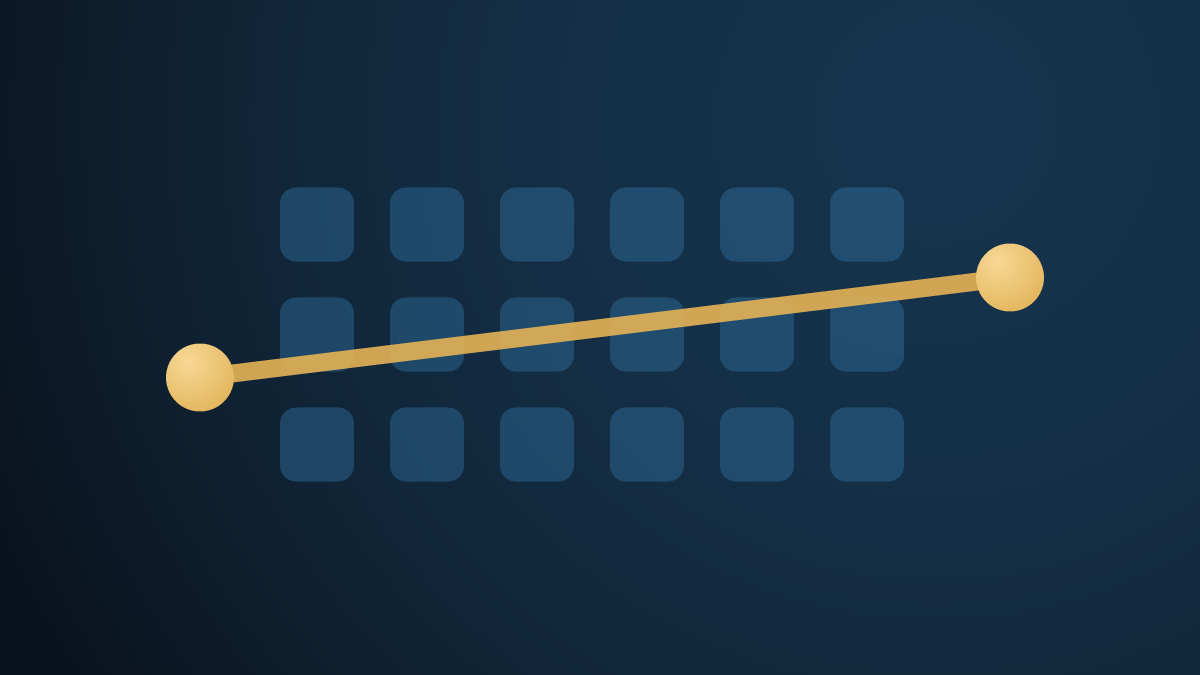 רשת ריבועים חוזרים וקו אחד שעובר דרכה